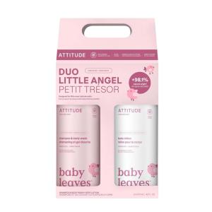 ATTITUDE Baby 2-in-1 Shampoo & Body Wash and Baby Lotion Set, EWG Verified, Dermatologically Tested Soap and Moisturizing Cream, Vegan, Unscented, 16 Fl Oz each(Unscented)