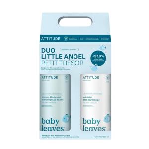 ATTITUDE Baby 2-in-1 Shampoo & Body Wash and Baby Lotion Set, EWG Verified, Dermatologically Tested Soap and Moisturizing Cream, Vegan, Unscented, 16 Fl Oz each(Good Night)