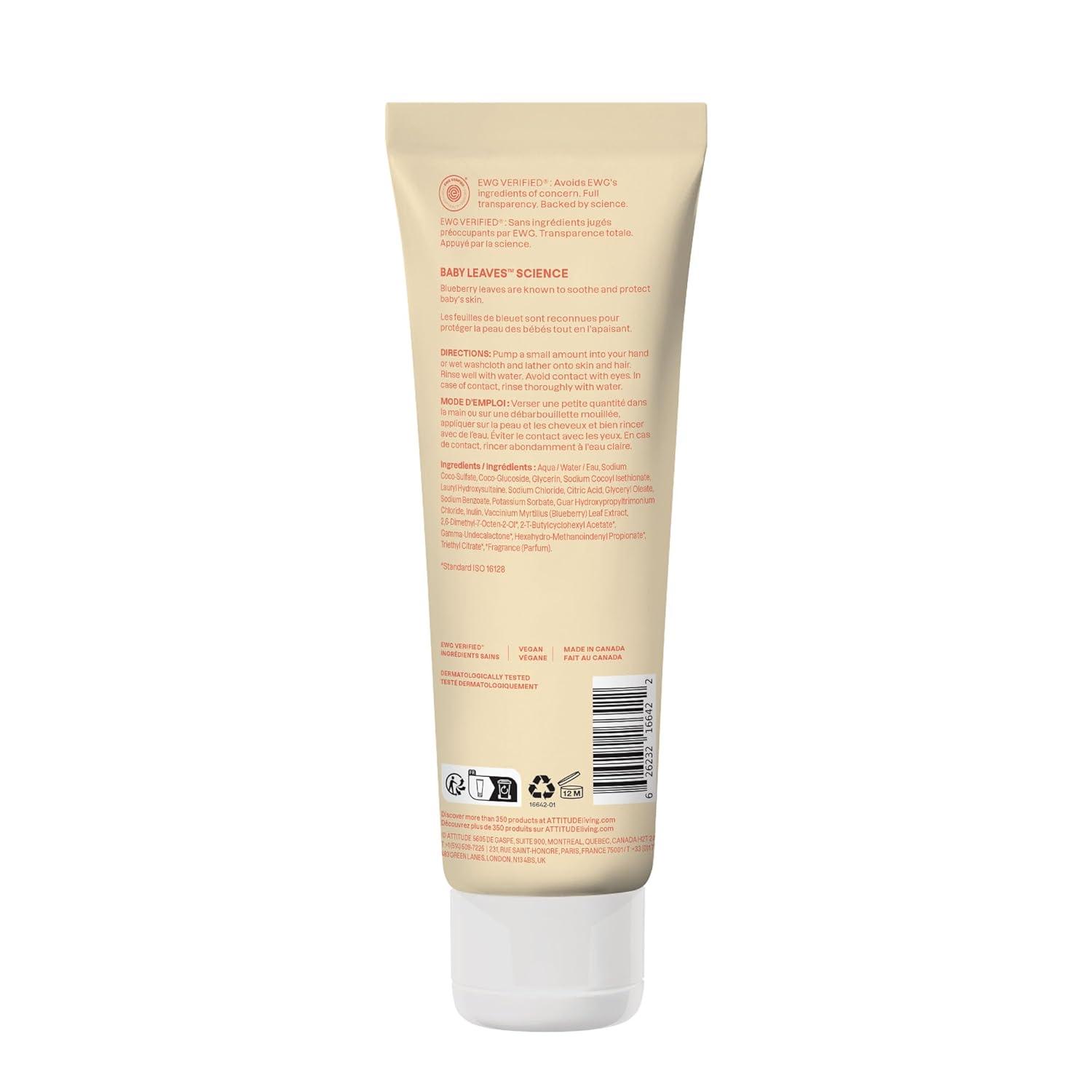 image:imageATTITUDE Baby 2in1 Shampoo amp Body Wash EWG Verified Dermatologically Tested Vegan Pear Nectar Scent 8 Fl Oz