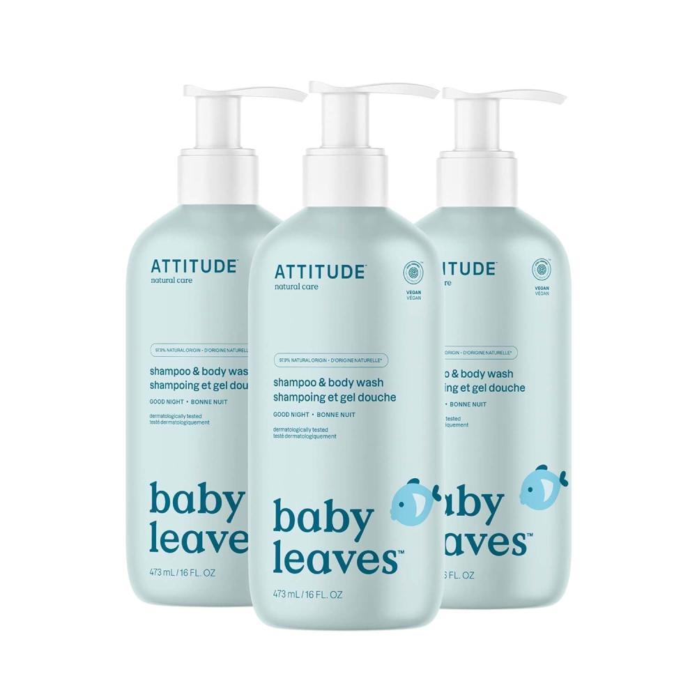 image:imageATTITUDE Baby 2in1 Shampoo and Body Wash EWG Verified Dermatologically Tested Vegan Good Night 16 Fl Oz Pack of 3