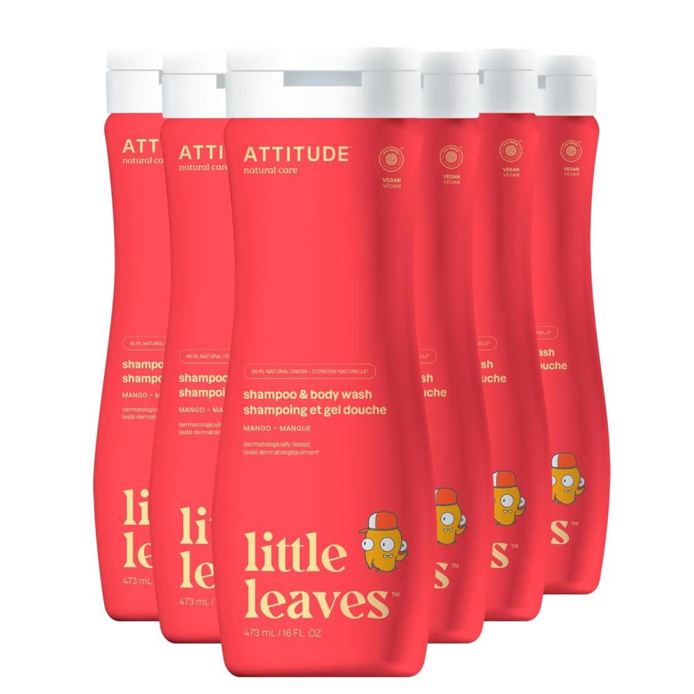 image:imageATTITUDE Shampoo and Body Wash for Kids EWG Verified Hair and Body Cleanser Dermatologically Tested Soap Plant and Mineral Based Bath Products Vegan Vanilla amp Pear 16 Fl Oz Pack of 6Mango