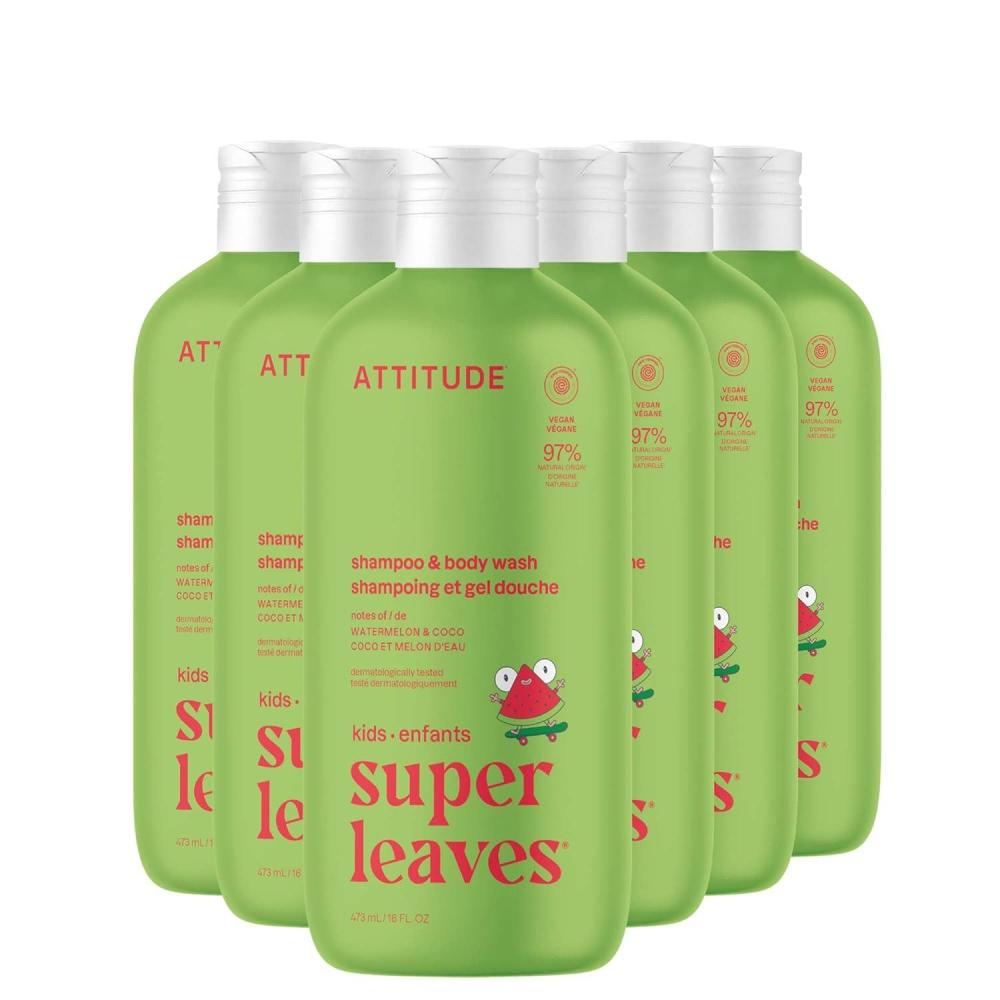 image:imageATTITUDE Shampoo and Body Wash for Kids EWG Verified Hair and Body Cleanser Dermatologically Tested Soap Plant and Mineral Based Bath Products Vegan Vanilla amp Pear 16 Fl Oz Pack of 6Watermelon Coco