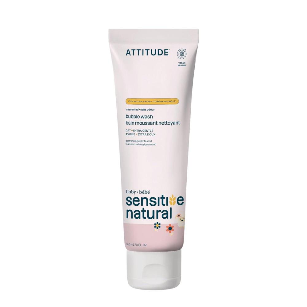 image:imageAttitude Bubble Body Wash for Baby EWG Verified Extra Gentle Enriched with Oatmeal Dermatologically Tested Plant and MineralBased Vegan Unscented 8 Fl Oz