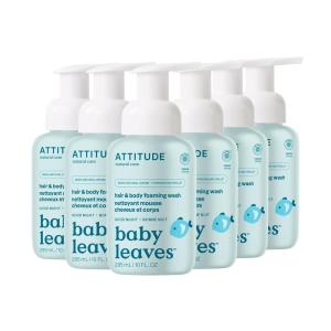 ATTITUDE 2-in-1 Hair and Body Foaming Baby Wash, EWG Verified Shampoo Soap, Dermatologically Tested, Made with Naturally Derived Ingredients, Vegan, Good Night, 10 Fl Oz (Pack of 6)(Good Night)
