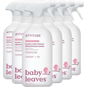 ATTITUDE Baby Laundry Stain Remover, Plant and Mineral-Based Ingredients, Vegan and Cruelty-free Household Products, Unscented, 27.1 Fl Oz (Pack of 6)(27.1 Fl Oz (Pack of 6))