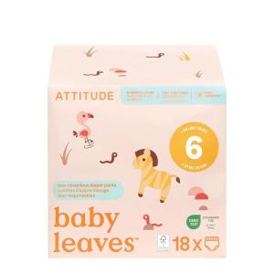 ATTITUDE Eco-Conscious Disposable Diapers, EWG Verified, Size 3 (13-22 lbs), Ultra Absorbent for Baby, Vegan & Plant-Based, 27 Count(Size 6)