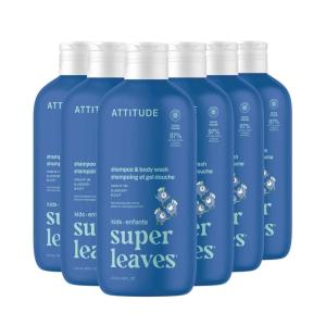 ATTITUDE Shampoo and Body Wash for Kids, EWG Verified Hair and Body Cleanser, Dermatologically Tested Soap, Plant and Mineral Based Bath Products, Vegan, Vanilla & Pear, 16 Fl Oz (Pack of 6)(Blueberry)