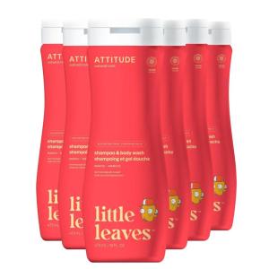 ATTITUDE Shampoo and Body Wash for Kids, EWG Verified Hair and Body Cleanser, Dermatologically Tested Soap, Plant and Mineral Based Bath Products, Vegan, Vanilla & Pear, 16 Fl Oz (Pack of 6)(Mango)