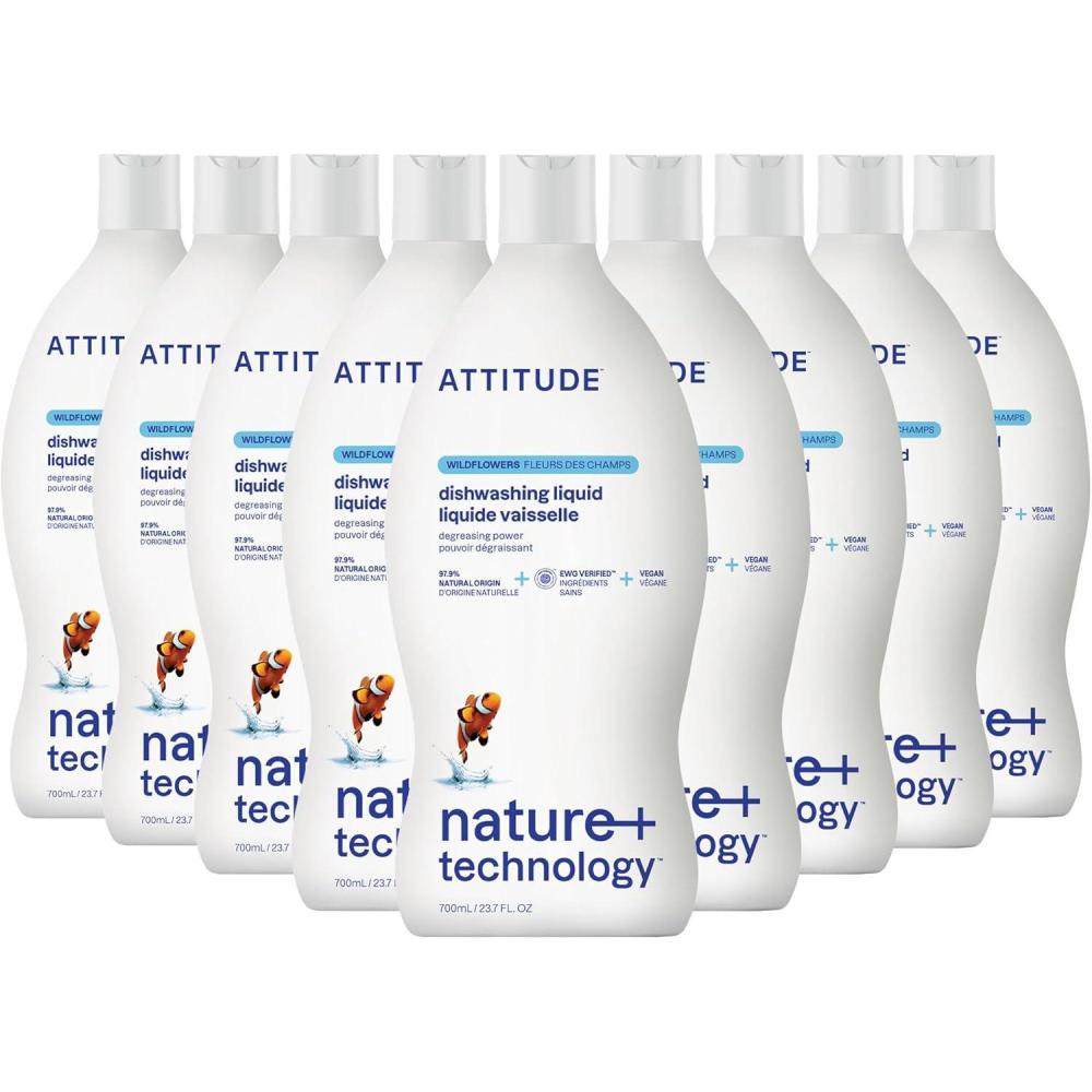 image:imageATTITUDE Dish Soap EWG Verified PlantBased amp Vegan Dishwashing Liquid Naturally Derived Citrus Zest 237 Fl Oz Pack of 3Wildflowers