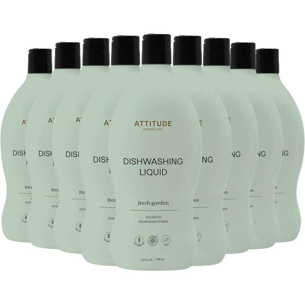 image:imageATTITUDE Dish Soap EWG Verified PlantBased amp Vegan Dishwashing Liquid Naturally Derived Fresh Garden 24 Fl Oz Pack of 9