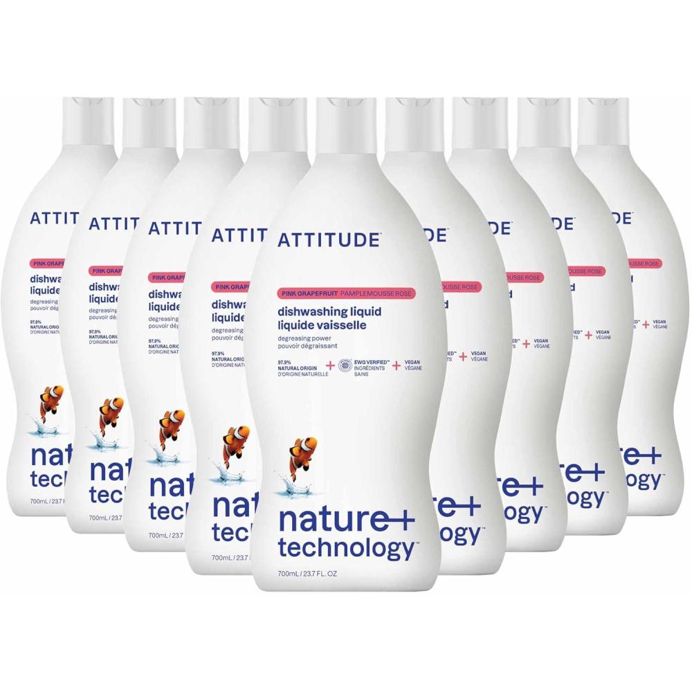 image:imageATTITUDE Dish Soap EWG Verified PlantBased amp Vegan Dishwashing Liquid Naturally Derived Green Apple and Basil 237 Fl Oz Pack of 3Grapefruit
