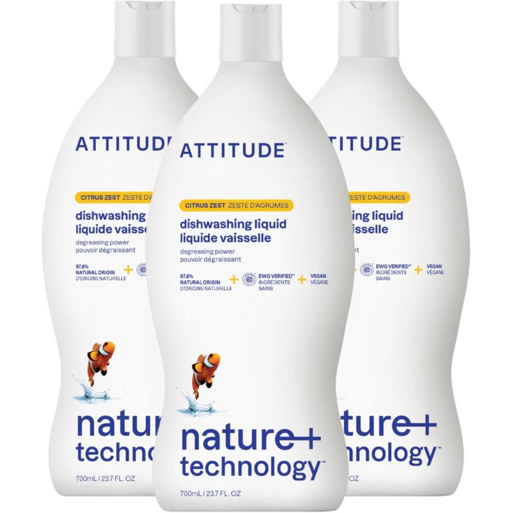 image:imageATTITUDE Dish Soap EWG Verified PlantBased amp Vegan Dishwashing Liquid Naturally Derived Wildflowers Scent 237 Fl Oz Pack of 9Citrus Zest