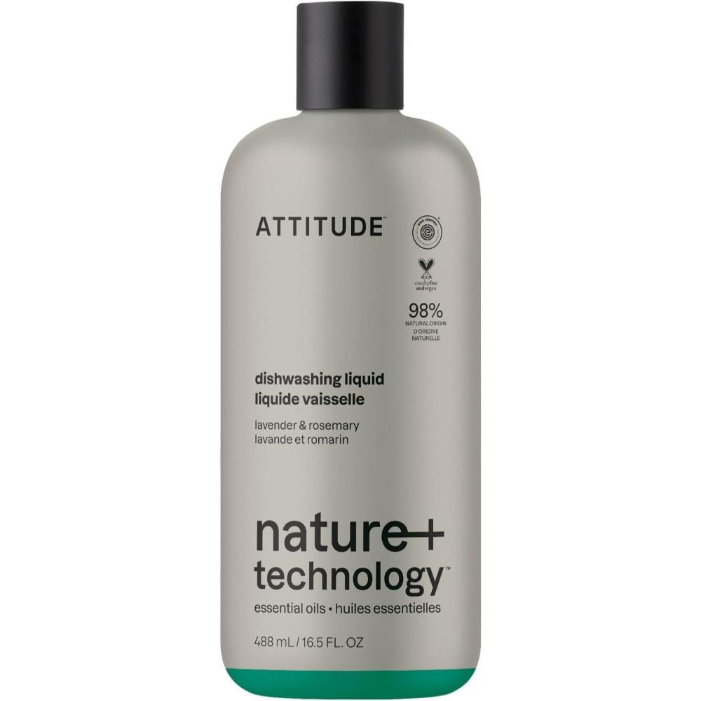 image:imageATTITUDE Dish Soap Infused with Essential Oils PlantBased Ingredients EWG Verified Great for Clean and Sparkling Dishes Vegan Dishwashing Liquid Lavender amp Rosemary 165 Fl Oz