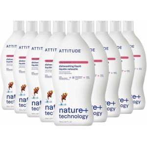 ATTITUDE Dish Soap, EWG Verified, Plant-Based & Vegan Dishwashing Liquid, Naturally Derived, Unscented, 23.7 Fl Oz (Pack of 3)(Grapefruit)