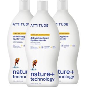 ATTITUDE Dish Soap, EWG Verified, Plant-Based & Vegan Dishwashing Liquid, Naturally Derived, Wildflowers Scent, 23.7 Fl Oz (Pack of 9)(Citrus Zest)