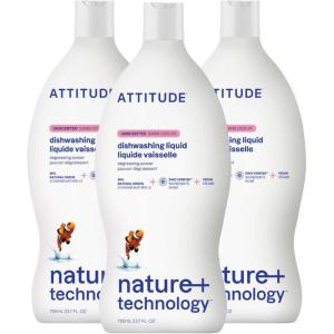 ATTITUDE Dish Soap, EWG Verified, Plant-Based & Vegan Dishwashing Liquid, Naturally Derived, Wildflowers Scent, 23.7 Fl Oz (Pack of 9)(Unscented)