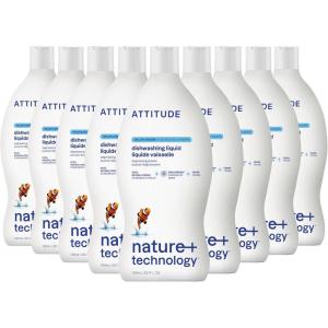 ATTITUDE Dish Soap, EWG Verified, Plant-Based & Vegan Dishwashing Liquid, Naturally Derived, Wildflowers Scent, 23.7 Fl Oz (Pack of 9)(Wildflowers)