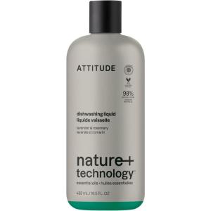 ATTITUDE Dish Soap, Infused with Essential Oils, Plant-Based Ingredients, EWG Verified, Great for Clean and Sparkling Dishes, Vegan Dishwashing Liquid, Lavender & Rosemary, 16.5 Fl Oz