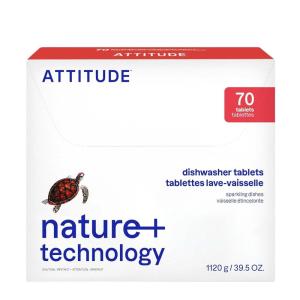 ATTITUDE Dishwasher Pods, Plant-Based & Vegan, Phosphate-Free Detergent Tablets, Naturally Derived, Unscented, 26 Count(70 Count (Pack of 1))