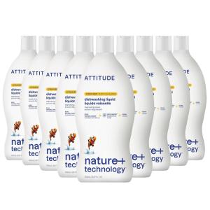 Attitude Dishwashing Liquid, Citrus Zest, Plant Based, Cruelty Free, 23.6 Fluid Ounces (Pack of 9)