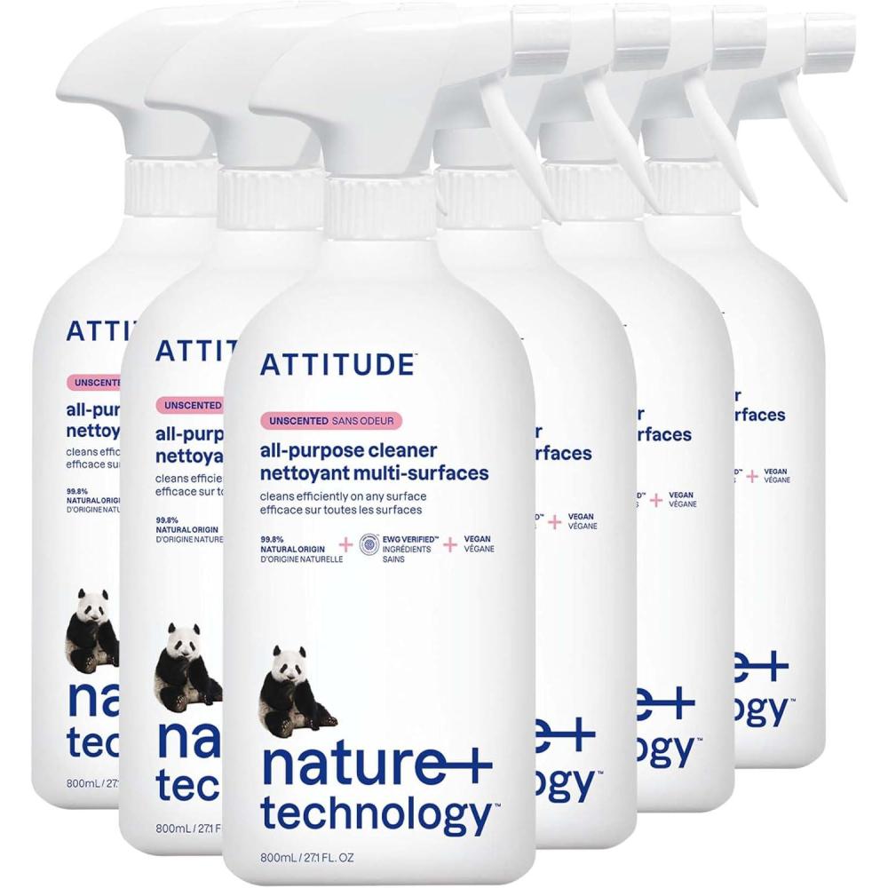 image:imageATTITUDE All Purpose Cleaner Spray EWG Verified Vegan Made with 94 PlantBased Ingredients StreakFree for Kitchen Bathroom Glass amp More Pink Grapefruit Scent 271 Fl Oz Pack of 6Unscented