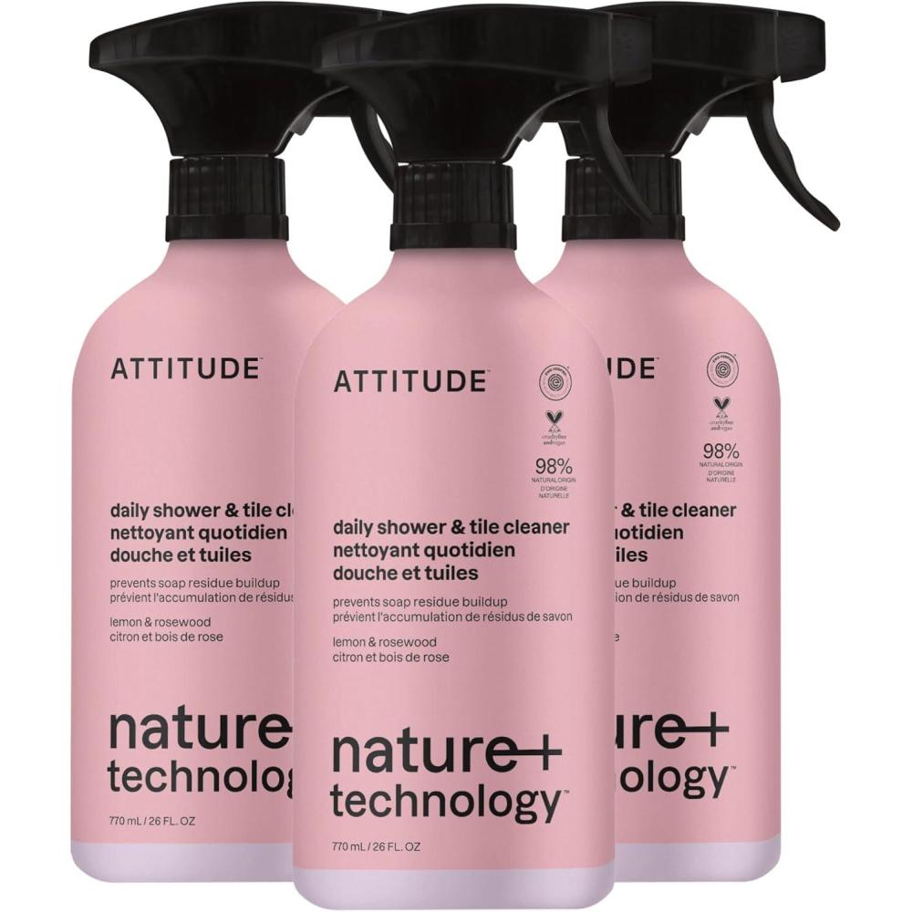 image:imageATTITUDE Shower amp Tile Cleaner Spray EWG Verified Bathroom Cleaner Removes Soap Scum amp Grime PlantBased amp Vegan Lemon amp Rosewood Scent 26 Fl Oz26 Fl Oz Pack of 3