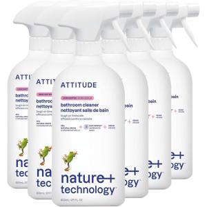 ATTITUDE Bathroom Cleaner Spray Refill, EWG Verified, Plant-Based & Vegan, Safe for Bathroom Surfaces, Tiles, Tubs, Shower Walls, and Grout, Citrus Zest Scent, 135.26 Fl Oz (Pack of 2)(Unscented)