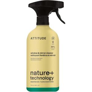 ATTITUDE Window & Mirror Cleaner Spray, Plant-Based Ingredients, EWG Verified, Streak Free, Removes Fingerprints, Dust and Dirt, Lavender & Rosemary, 26 Fl Oz(26 Fl Oz (Pack of 1))