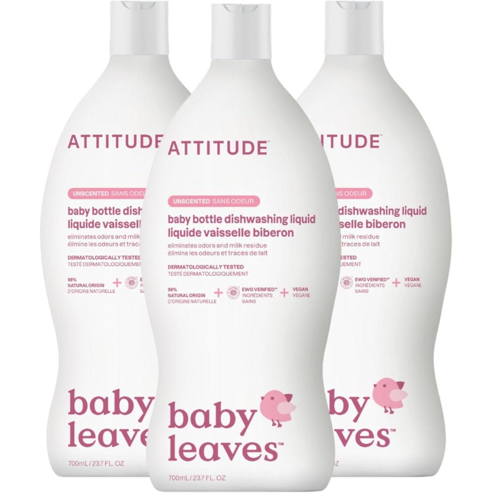 image:imageATTITUDE Baby Bottle amp Dish Soap EWG Verified Bottle Cleaner Dye Free Removes Milk Residue amp Grease Vegan Pear Nectar 237 Fl Oz Pack of 9Unscented