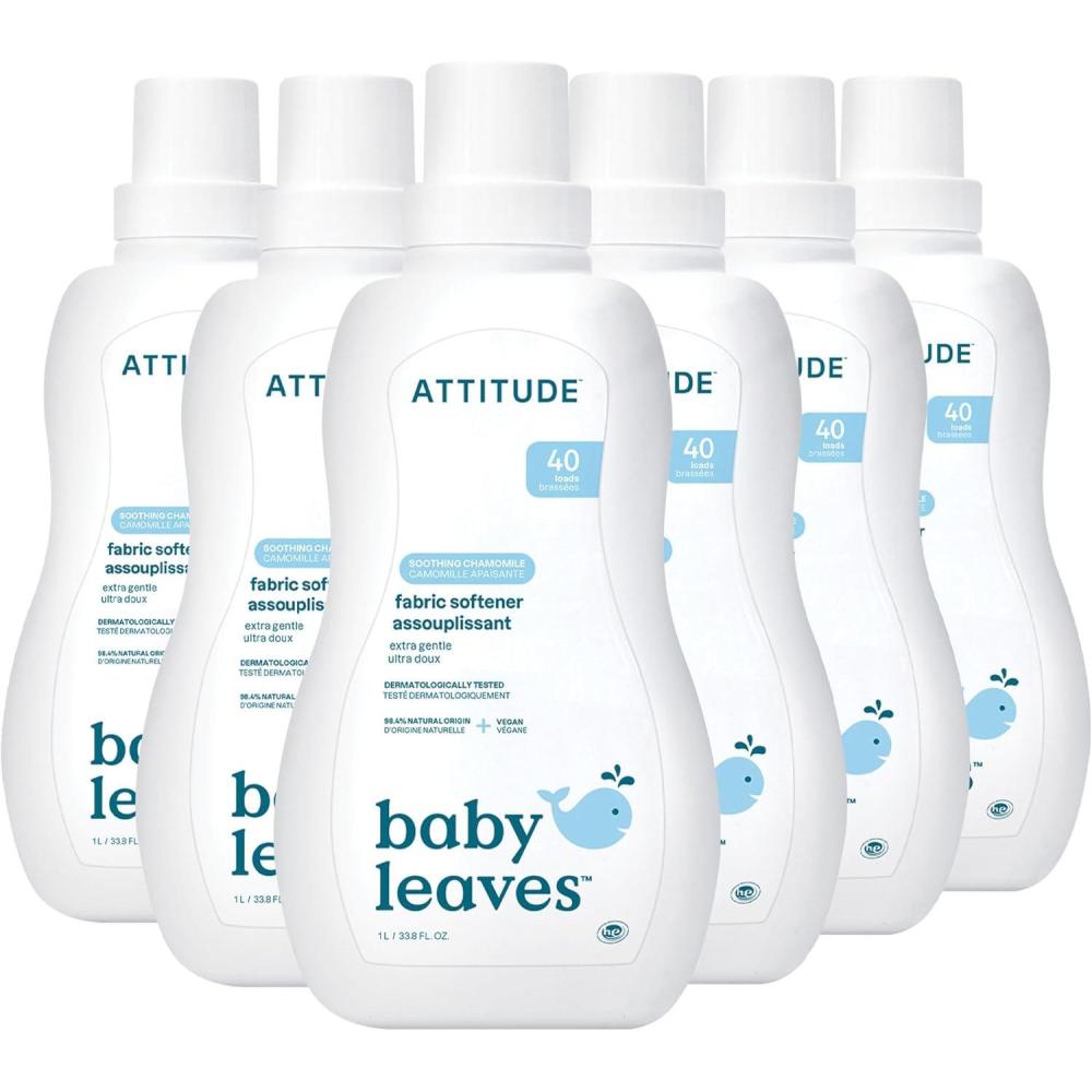 image:imageATTITUDE Baby Fabric Softener Plant and MineralBased Ingredients HE Compatible Vegan and Crueltyfree Laundry and Household Products Soothing Chamomile 40 Loads 338 Fl Oz Pack of 6Soothing Chamomile