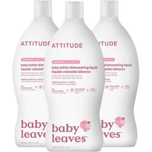 ATTITUDE Baby Bottle & Dish Soap, EWG Verified Bottle Cleaner, Dye Free, Removes Milk Residue & Grease, Vegan, Pear Nectar, 23.7 Fl Oz (Pack of 9)(Unscented)