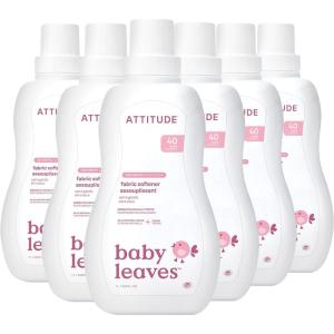 ATTITUDE Baby Fabric Softener, Plant and Mineral-Based Ingredients, HE Compatible, Vegan and Cruelty-free Laundry and Household Products, Soothing Chamomile, 40 Loads, 33.8 Fl Oz (Pack of 6)(Unscented)