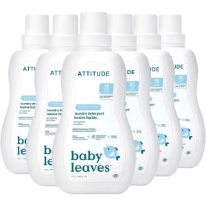 ATTITUDE Baby Laundry Detergent, EWG Verified, Plant and Mineral-Based Formula, HE Compatible, Vegan Household Products, Unscented, 35 Loads, 35.5 Fl Oz (Pack of 6)(Soothing Chamomile)