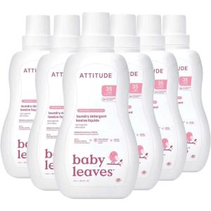 ATTITUDE Baby Laundry Detergent, EWG Verified, Plant and Mineral-Based Formula, HE Compatible, Vegan Household Products, Unscented, 35 Loads, 35.5 Fl Oz (Pack of 6)(Unscented)
