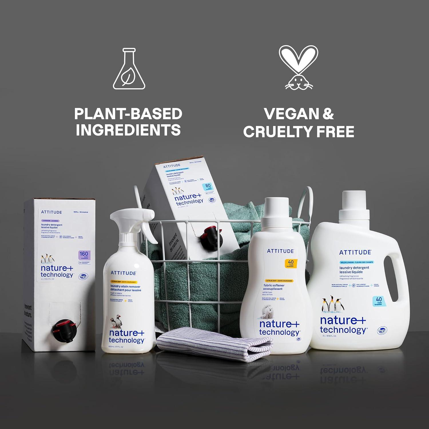 image:imageBundle of ATTITUDE Liquid Laundry Detergent EWG Verified Laundry Soap HE Compatible Vegan Products CrueltyFree 40 Loads 676 Fl Oz Laundry Fabric Softener Unscented 40 Loads 338 Fl Oz