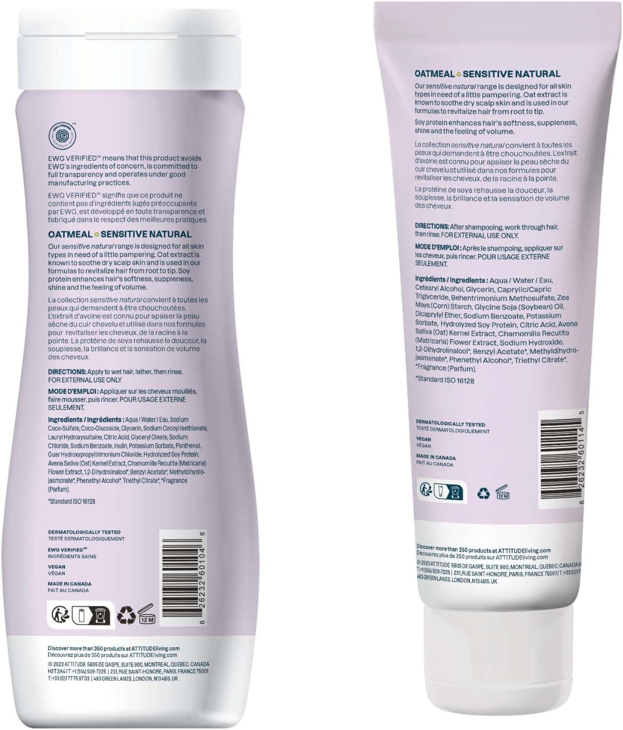 image:imageBundle of ATTITUDE Volume and Shine Hair Shampoo and Conditioner for Sensitive Dry Scalp EWG Verified Soothing Oat For Thin Hair Naturally Dervied Ingredients Vegan and PlantBased Chamomile
