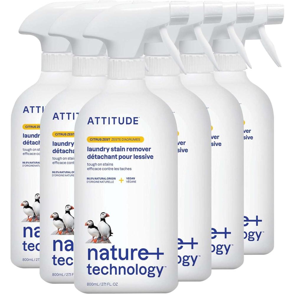 image:imageATTITUDE Stain Remover Spray for Laundry Removes Odors amp Stains PlantBased amp Vegan Citrus Zest Scent 271 Fl Oz271 Fl Oz Pack of 6