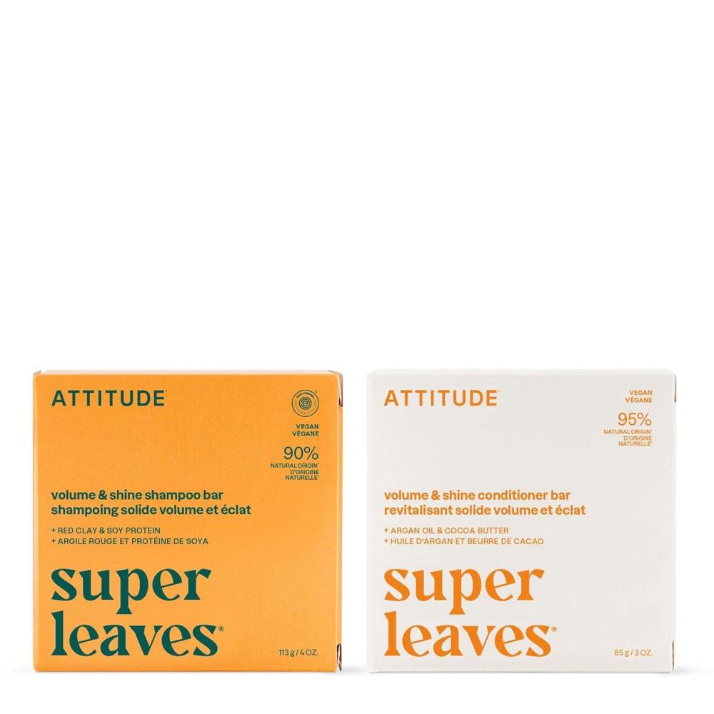 image:imageATTITUDE Volume amp Shine Shampoo and Conditioner Bar Bundle Natural Origin for Thin and Flat Hair Vegan Orange Blossom amp Eucalyptus 2 Bars