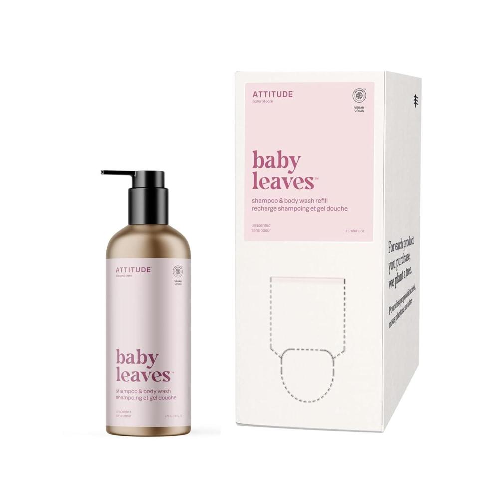 image:imageBundle of ATTITUDE 2in1 Shampoo and Body Wash for Baby EWG Verified Dermatologically Tested Vegan Unscented 16 Fl Oz Bulk Refill 676 Fl Oz