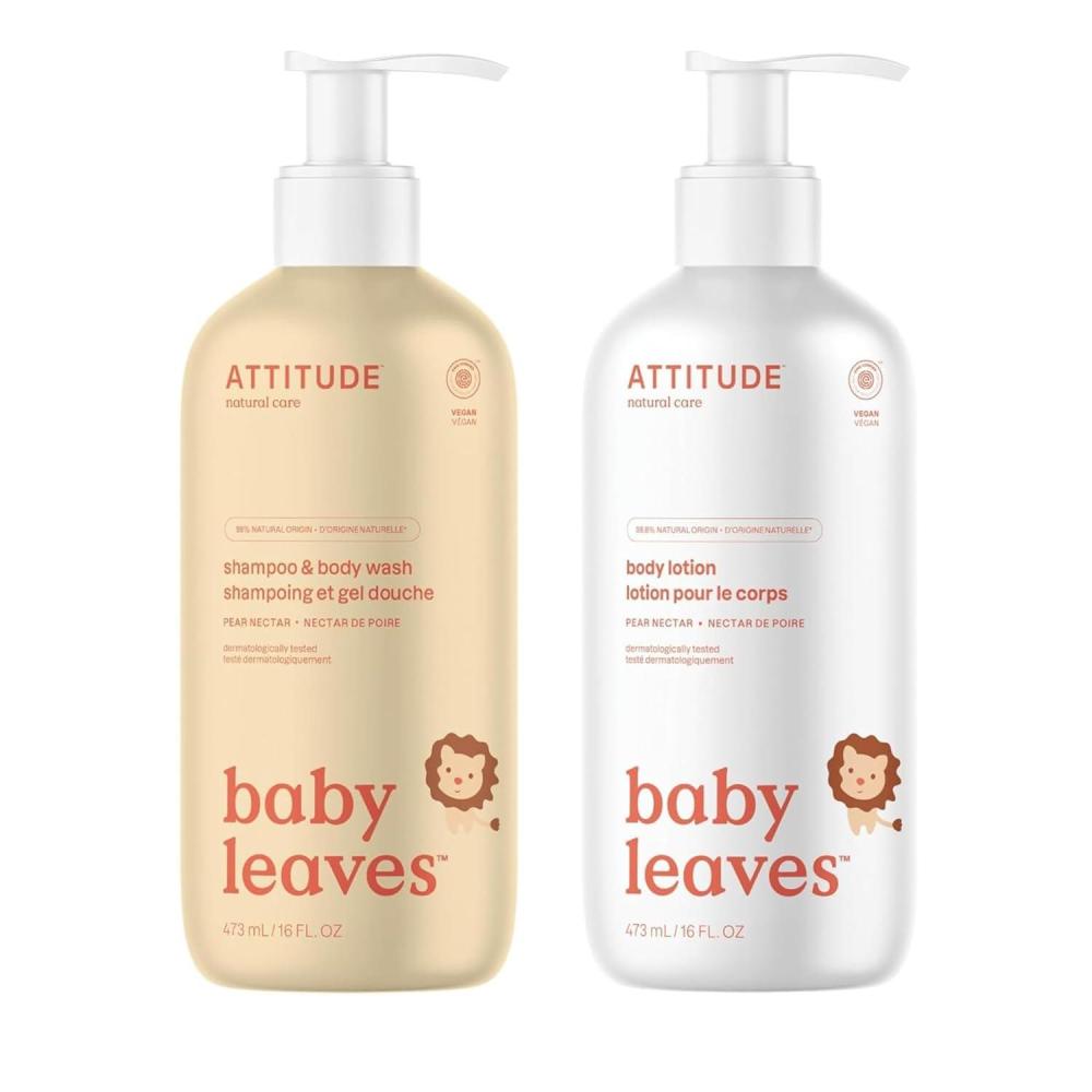 image:imageBundle of ATTITUDE 2in1 Shampoo and Body Wash for Baby and Body Lotion for Baby EWG Verified Dermatologically Tested Plant and MineralBased IngredientsVegan Pear Nectar 16 Fl Oz