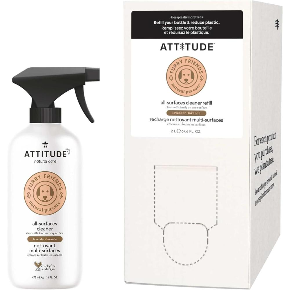 image:imageBundle of ATTITUDE All Surface Cleaner for Pets Plant and MineralBased Ingredients Vegan and Crueltyfree Lavender 16 Fl Oz  Bulk Refill 6762 Fl Oz