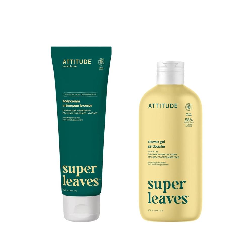 image:imageBundle of ATTITUDE Body Wash EWG Verified Dermatologically Tested Plant and MineralBased Vegan Personal Care Products Lemon Leaves 16 Fl Oz  Body Cream Lemon Leaves 8 Fl Oz