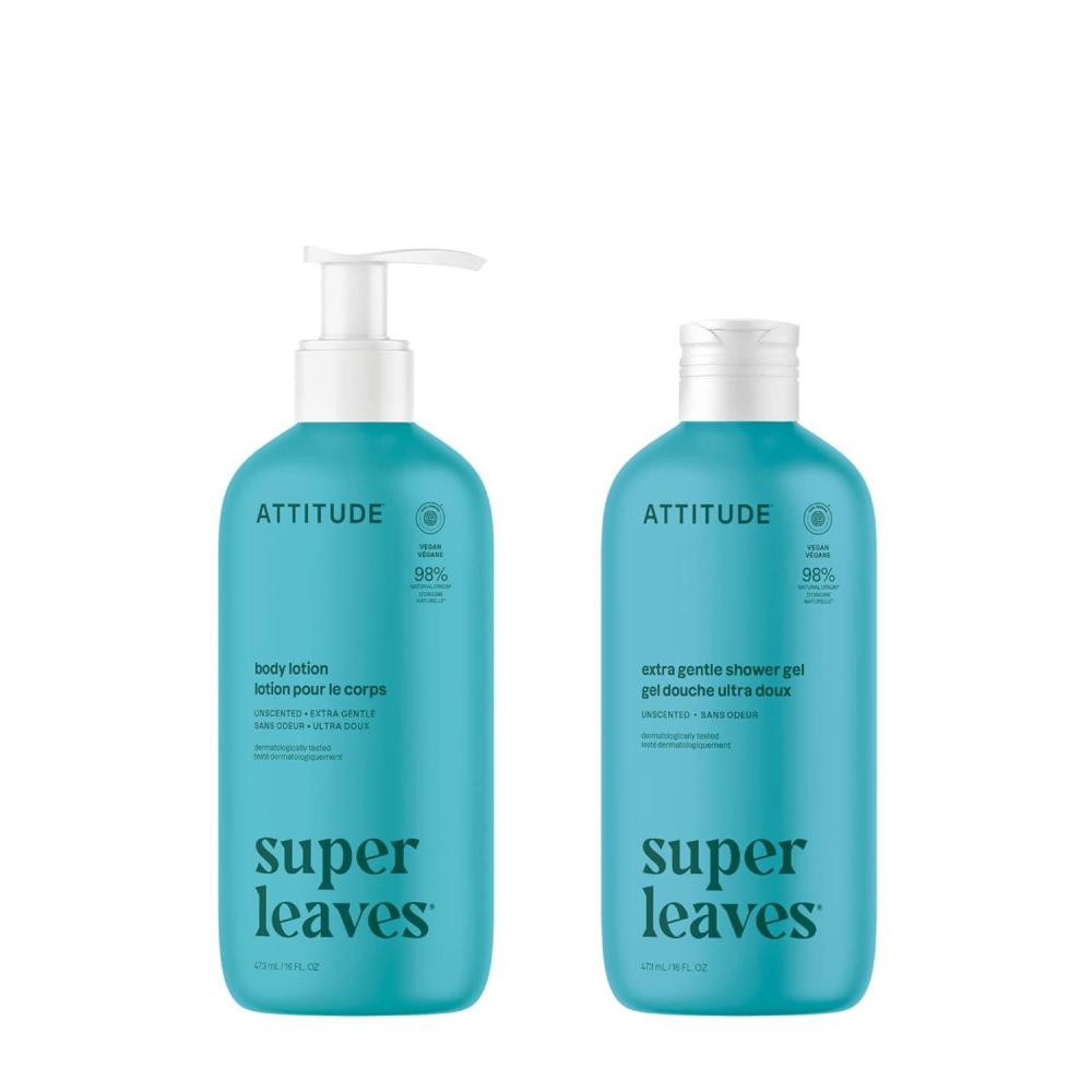 image:imageBundle of ATTITUDE Body Wash and Body Lotion EWG Verified Dermatologically Tested Plant and MineralBased Ingredients Vegan Beauty Products Extra Gentle Unscented 473 mL