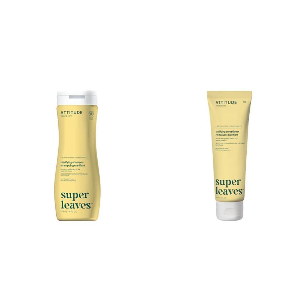 image:imageBundle of ATTITUDE Clarifying Hair Shampoo and Conditioner EWG Verified Dermatologically Tested Plant and MineralBased Vegan Beauty Products Lemon Leaves and White Tea 16 Fl Oz