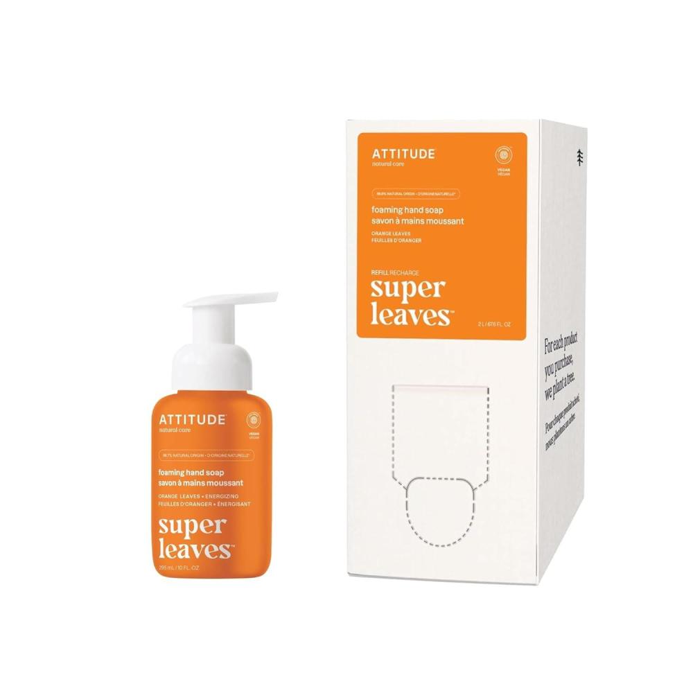 image:imageBundle of ATTITUDE Foaming Hand Soap EWG Verified Dermatologically Tested Plant and MineralBased Vegan Personal Care Products Orange Leaves 10 Fl Oz  Bulk Refill 6762 Fl OzOrange Leaves