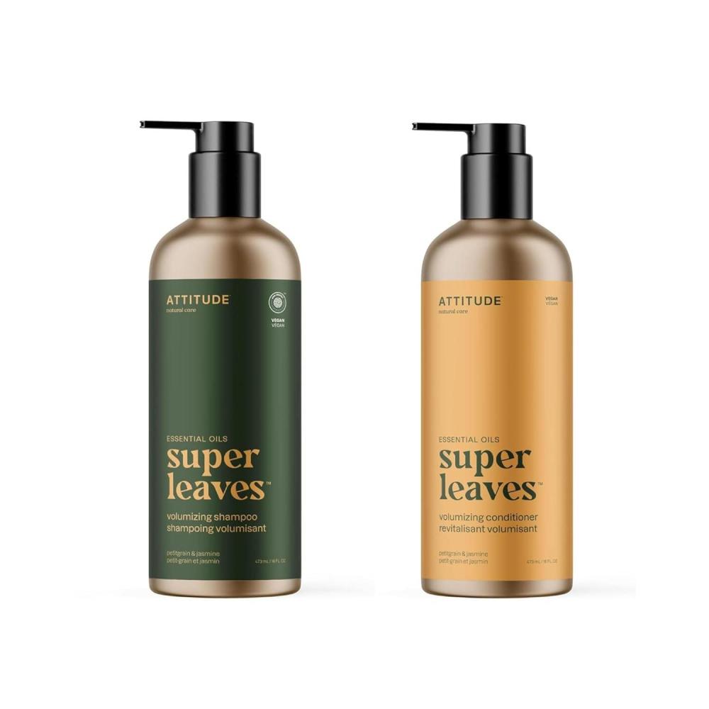 image:imageBundle of ATTITUDE Hair Shampoo and Conditionerwith Essential Oils Plant and MineralBased Ingredients Vegan Beauty Products Refillable Aluminum Bottle Volumizing Petitgrain and Jasmine 16 Fl Oz