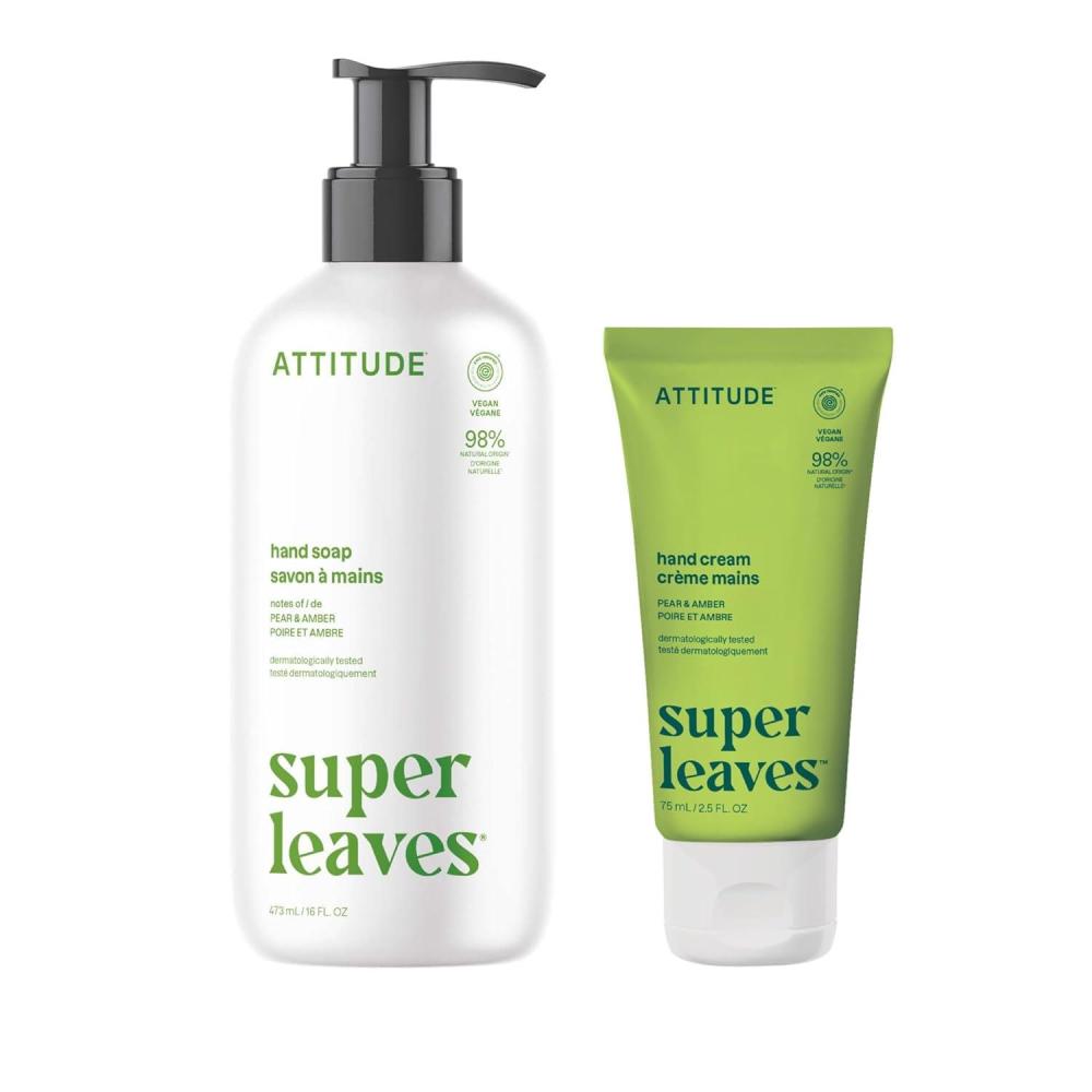 image:imageBundle of ATTITUDE Hand Cream EWG Verified Plant and MineralBased Vegan Personal Care Products 25 Fl Oz Liquid Hand Soap Pear amp Amber Scent 16 Fl Oz