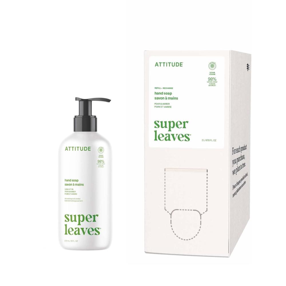 image:imageBundle of ATTITUDE Liquid Hand Soap EWG Verified Plant and MineralBased Vegan Personal Care Products Olive Leaves 16 Fl Oz  Bulk Refill 676 Fl Oz