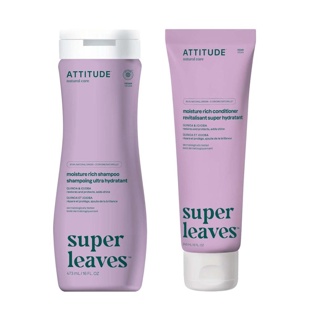 image:imageBundle of ATTITUDE Moisture Rich Hair Shampoo and Conditioner EWG Verified Dermatologically Tested Plant and MineralBased Vegan Beauty Products Quinoa and Jojoba