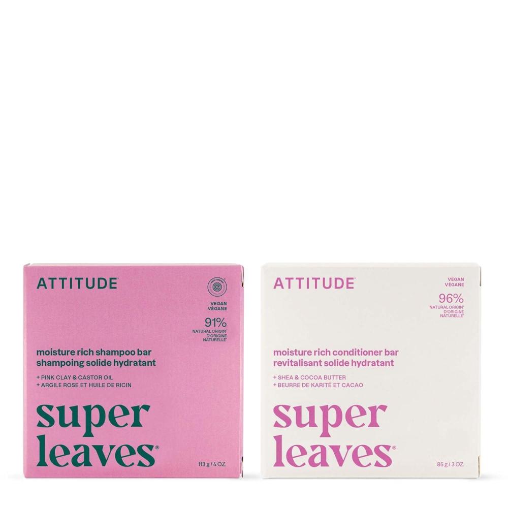 image:imageBundle of ATTITUDE Moisture Rich Shampoo amp Conditioner Bar Bundle Natural Origin for Ultra Dry and Damaged Hair Vegan Coconut amp Wild Berries 2 Bars